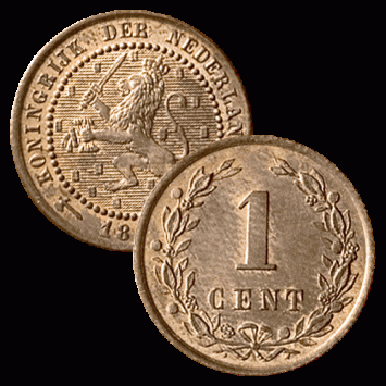 1 Cent 1877 type leeuw